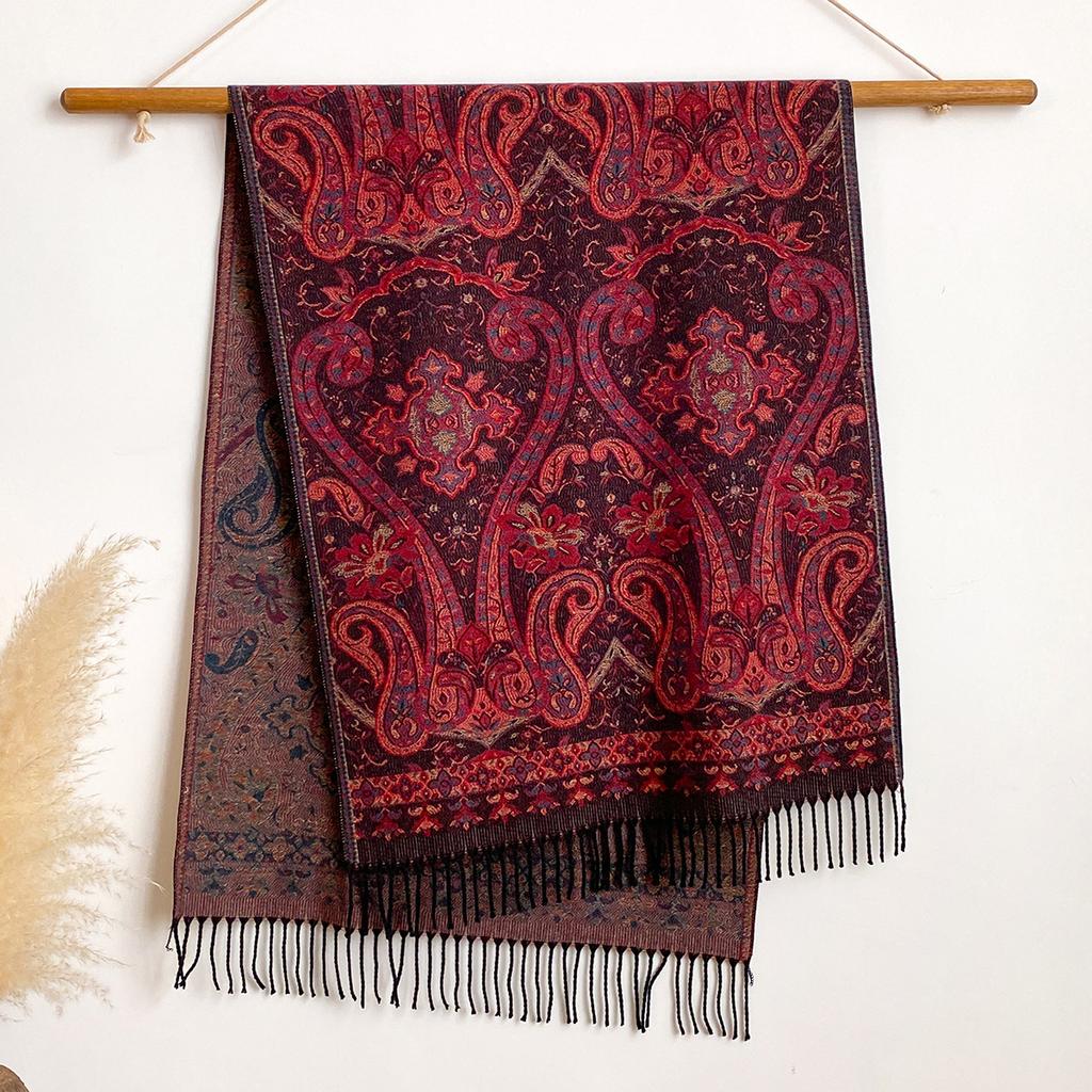 Autumn And Winter Ethnic Style Cashew Fringed Warm Popular Outer Shawl Long Scarf Female Versatile