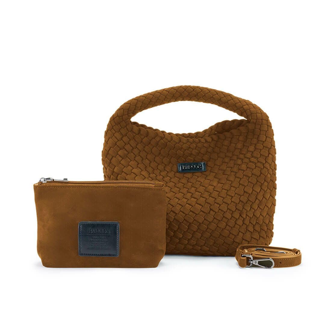 

Barcos Suede-Like Mesh Single-Handle Handbag with Pouch, 2-Way Design, Shoulder Bag, Detachable Shoulder Strap, Self-Standing Design, Elegant Matte