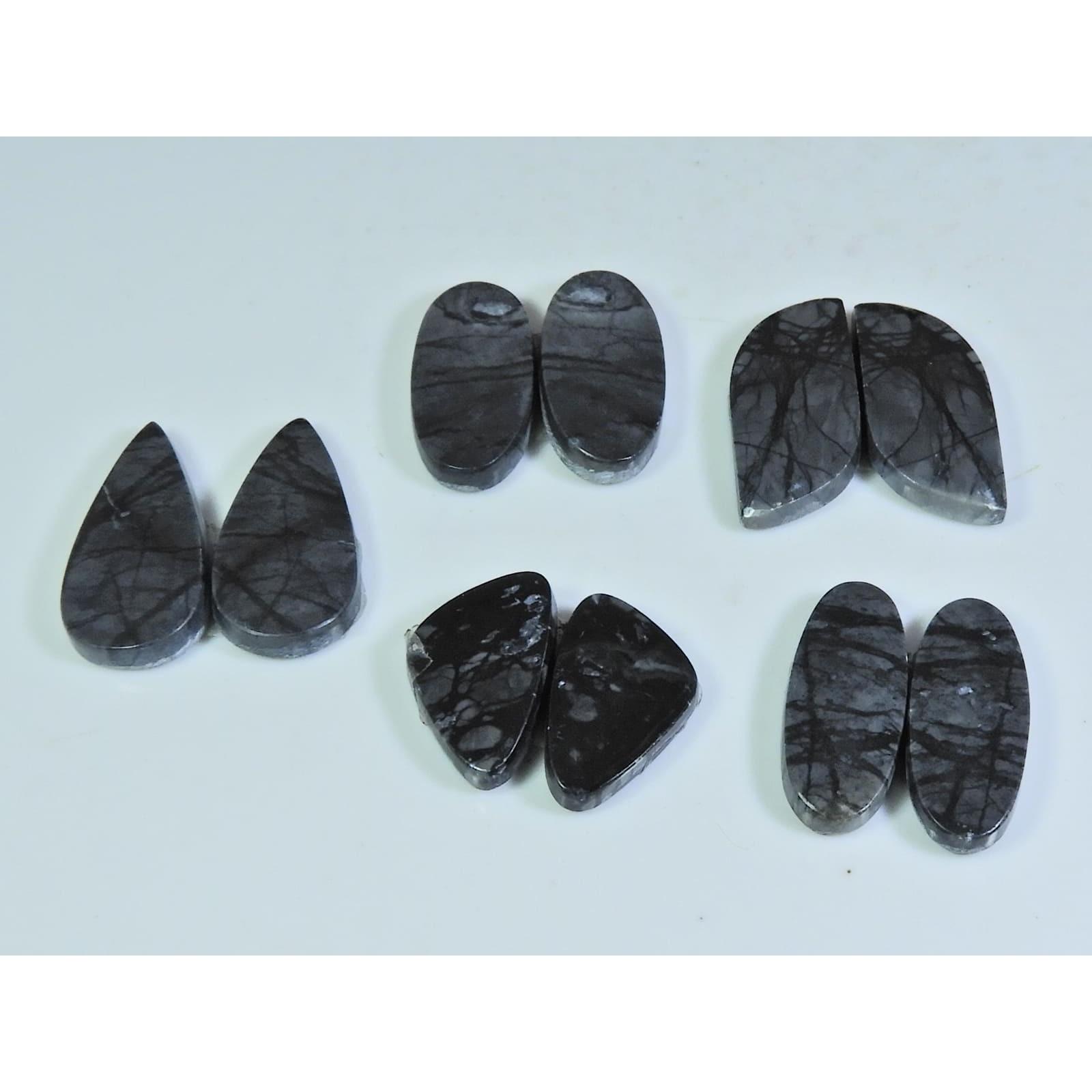 

19-25MM Natural picasso Jasper Matched Pair Mix Loose Gemstone 5Pair Lot A-591