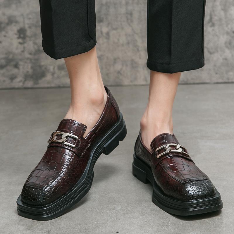 Men's Square Head Casual Leather Shoes British Business Dress Men's Shoes Korean Version Versatile One-pedal Trendy Shoes Men