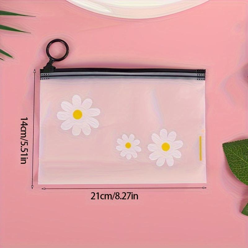 

10Pcs Cute Daisy Matte Transparent Zipper Pouch Waterproof Storage Bag for Makeup Hair Ties Small Things Organizer 10pcs pack(21x14cm)
