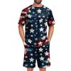 Conjunto de Pijama de Manga Corta para Hombre Suave Transpirable Ligero Camisa de Estar y Pantalones Cortos Conjunto de Ropa de Dormir para Verano Ropa de Casa