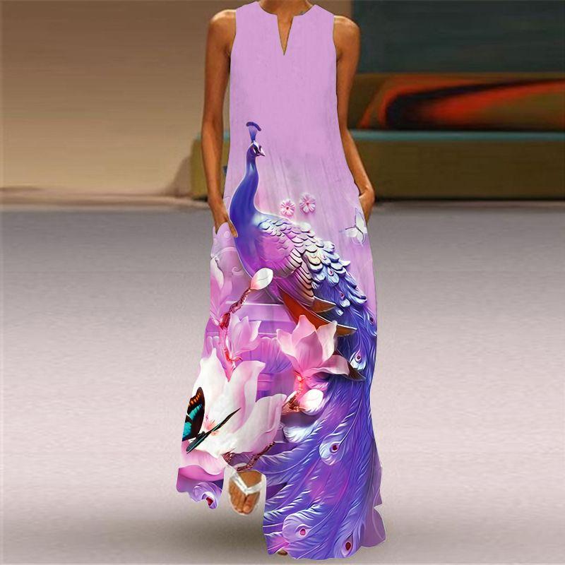 New Sleeveless Dress Summer Long Pear Shapes Belly Covering Silm Slim Looking Yes, Elegant V-neck Dress