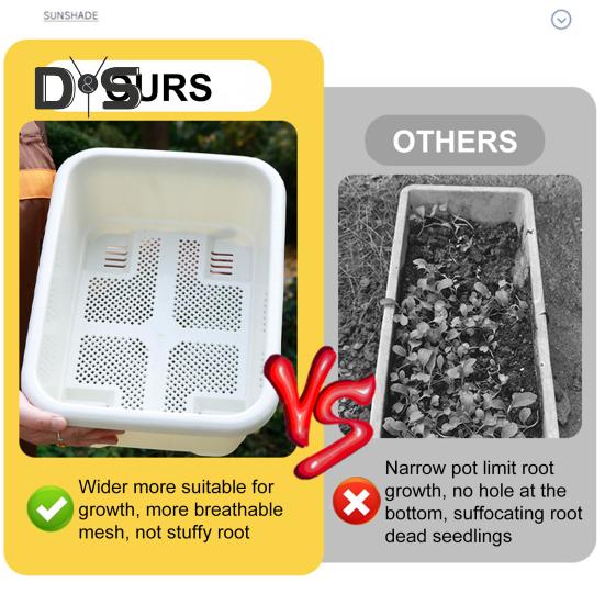 Rechteckiger Blumenkasten, Blumentopf mit Netzboden und Untersetzer, wiederverwendbarer Balkon-Pflanztopf für den Anbau von Gemüse und Blumen im Innen- und Außenbereich