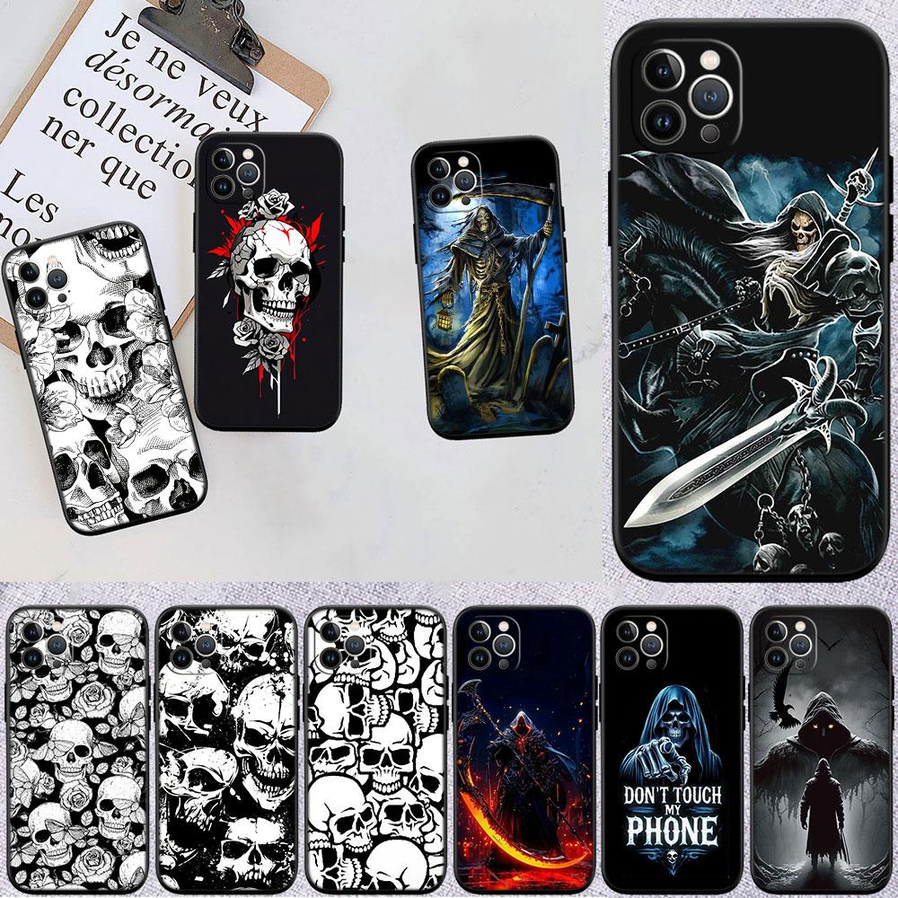 BF97 Skeleton Skull Grim Reaper Soft Shell Phone Case for Redmi Note 13 14 Pro+ Plus A3 A3X 13X 13C 13R 14S 14C 14R