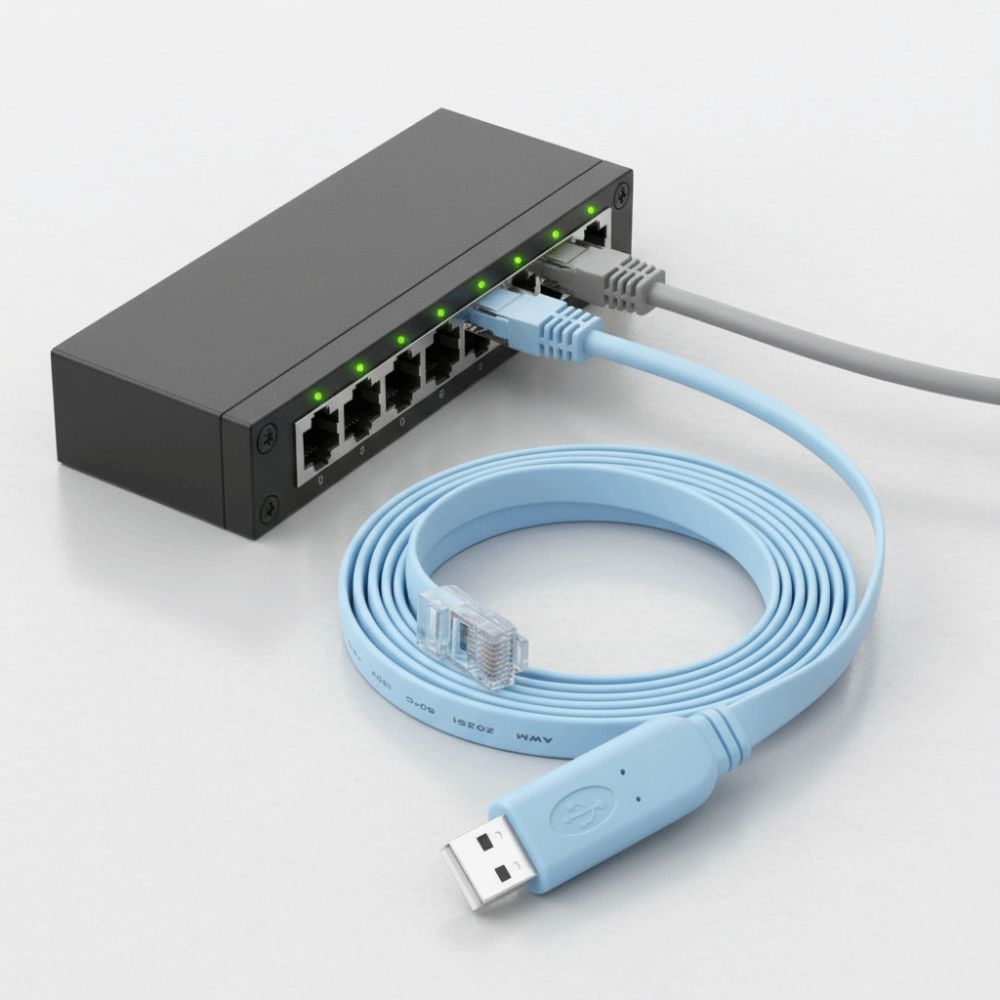 Stable Connections RS232 Console Cable Extension Line RJ45 Console Cable  Switch Configuration