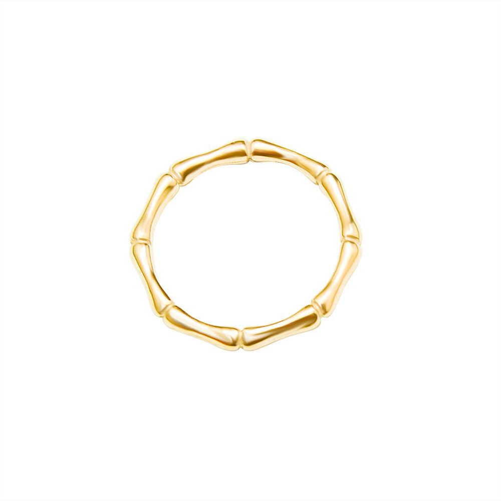 Korean-Style Bamboo Joint Titanium Steel Ring for Women, 18K Gold-Plated with Lasting Color Retention