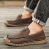 FashionStylish Leather Flats Men Summer Sneakers Leisure Walk Hiking Shoes Non-Slip Man Outdoor Shoes Vintage Style Treking Footwear