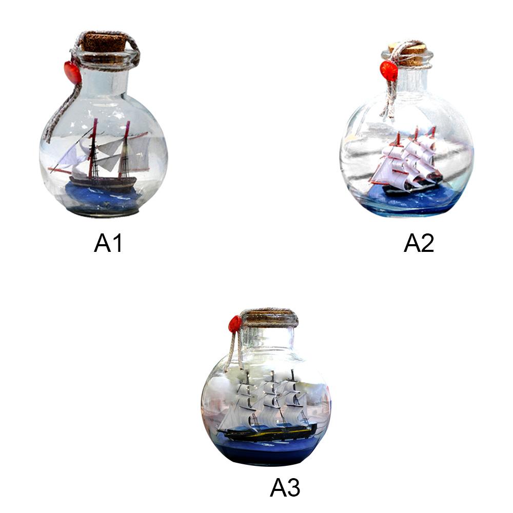 Schiff Wunschflasche Glas Segelboot in Wunschflasche Treibflasche Dekor Schreibtischornament für Zuhause Büro 9x11cm