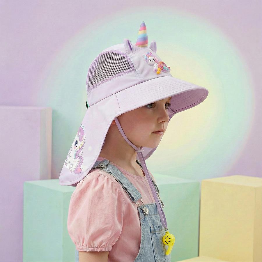 2026 My Little Pony Unicorn Kids' Wide-Brim Sun Hat - Summer Sun Protection for Girls