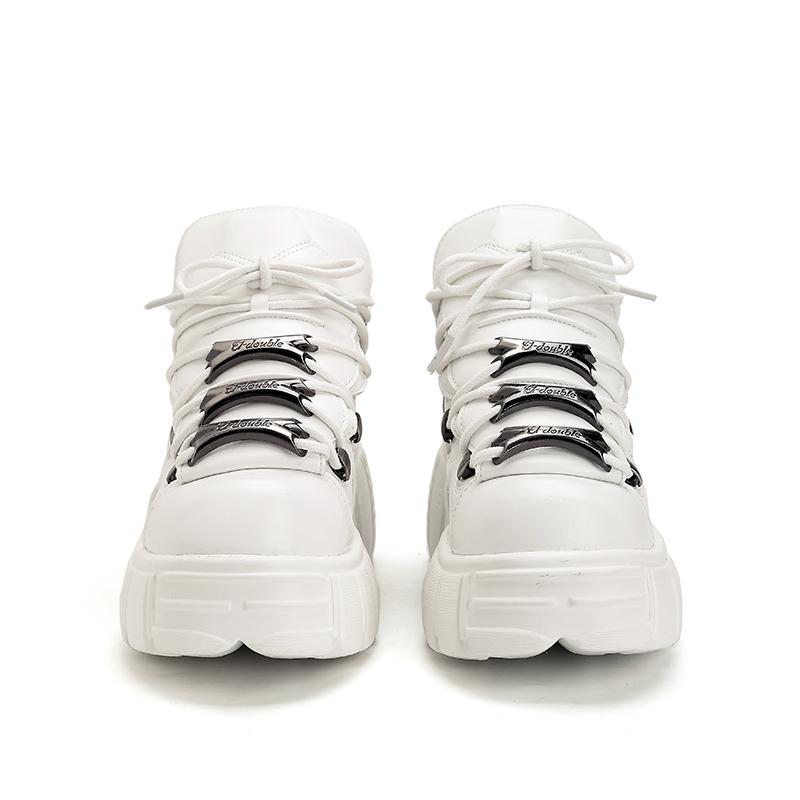 New Brand Punk Style Women Shoes Lace-up heel height 6CM Platform Shoes Woman Rock Boots Metal Decor Woman Sneakers