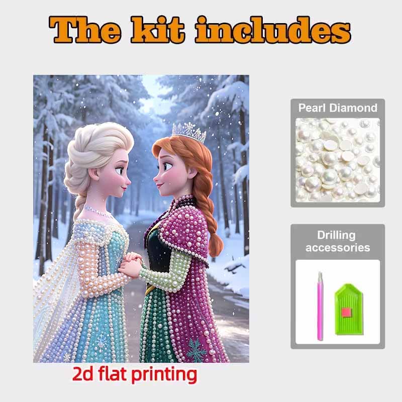 Disney Pearl Painting Frozen Elsa and Anna Sisterly Love 5D DIY Pearl Picture Crafts for Adults/Beginners Gift Ideas Home Decor