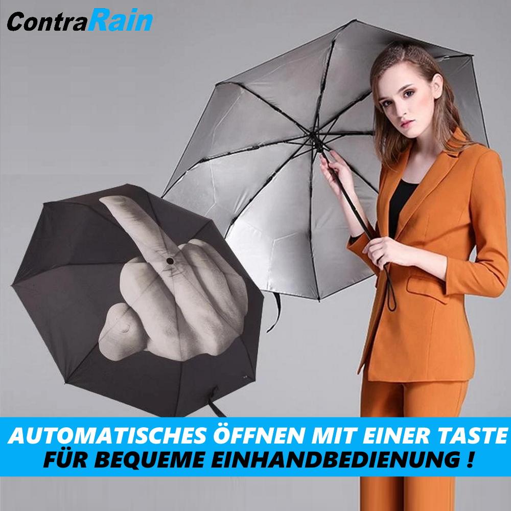 CONTRARAIN Mittelfinger Regenschirm Spaß faltbarer Taschenschirm Stinkefinger