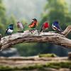 5PCS Vivid Metal Birds Fence Decor Color Painted Outdoor Garden Natural Bird 2D Sculptures for Outdoor Fences, Patio, Garden and Bird Lovers