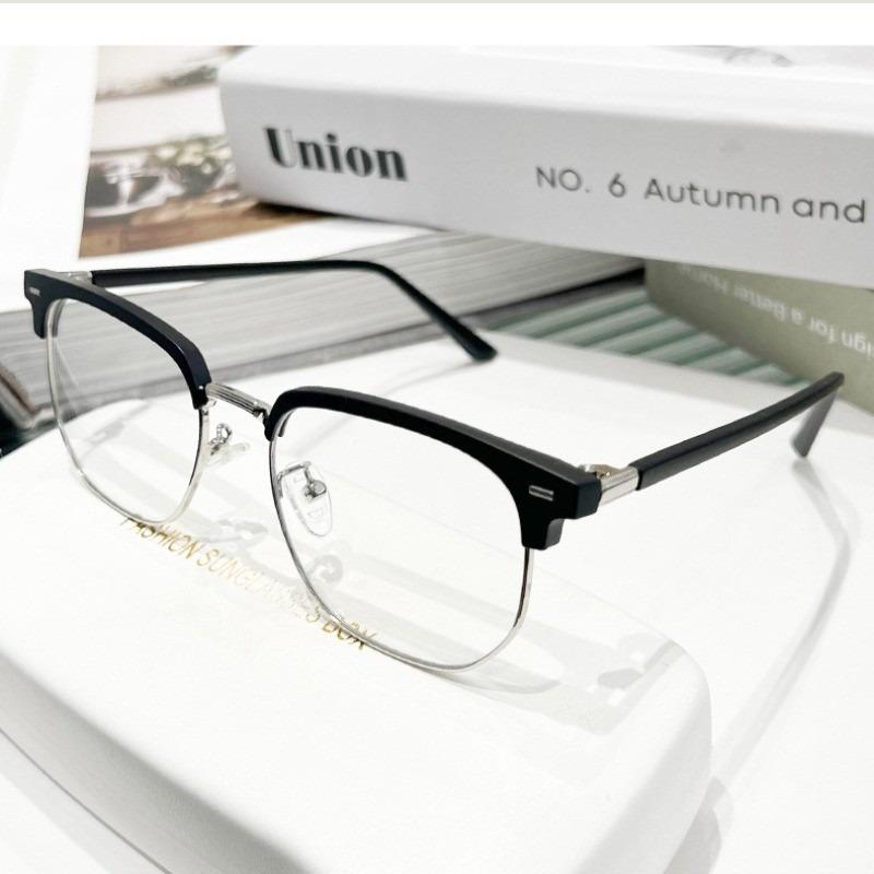Anti-radiation Glasses Brain Glasses Classic Eyebrow Frame Retro Glasses Men Women Anti-Blue Light Flat Glasses
