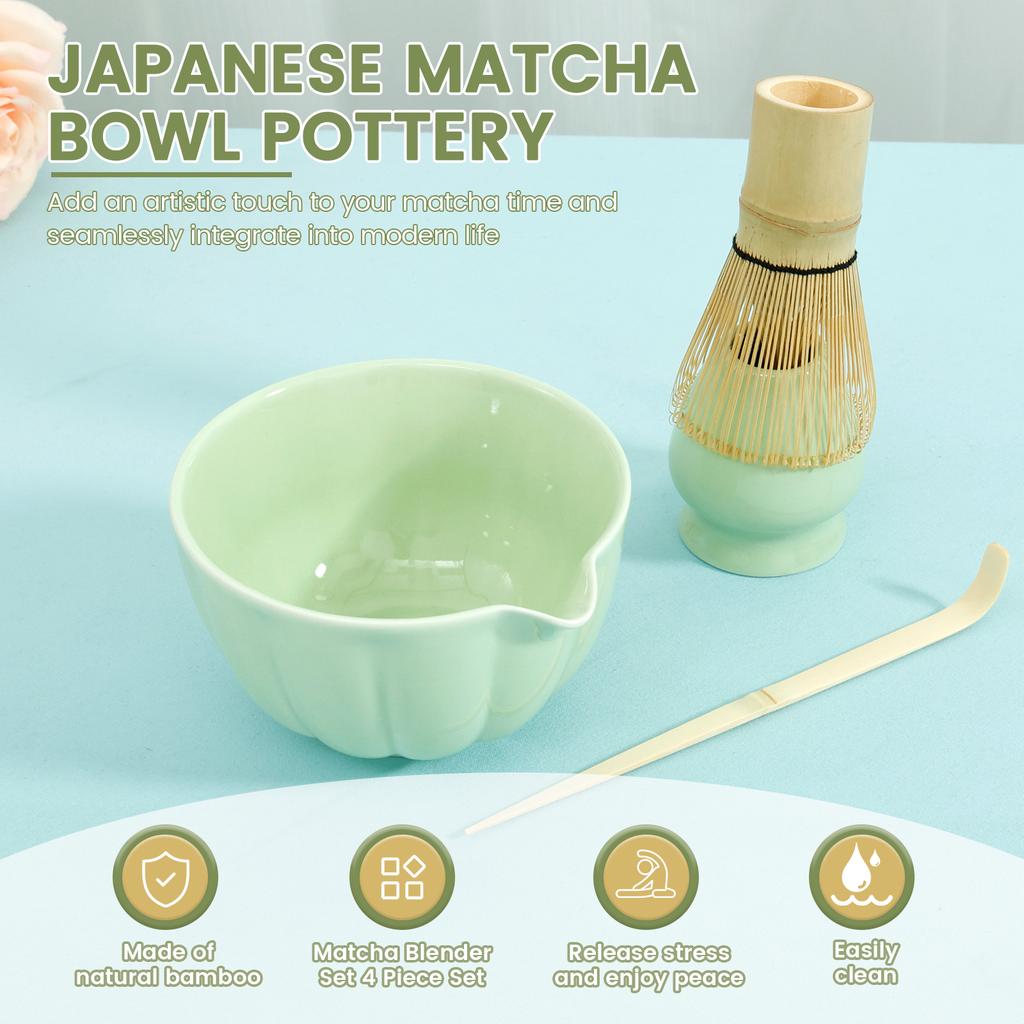 Pretty Japanese Tea Set Includes Matcha Bowl Large-Content Matcha Kit with Matcha Whisk Holder Matcha Set for Tea Fans