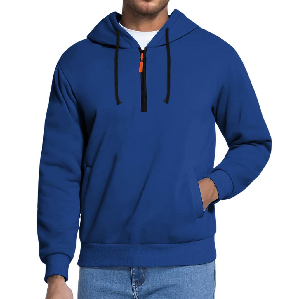 Men's Fleece Hoodie Casual Long Sleeve 1/4 Zipper Pullover Sweatshirts