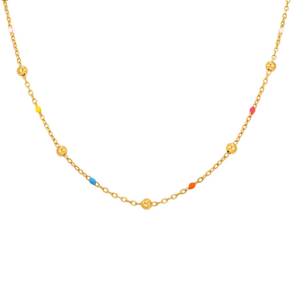 Wind Fashion Versatile Clavicle Chain Stainless Steel Epoxy Bead Chain Necklace, Jewelry Nc-2410