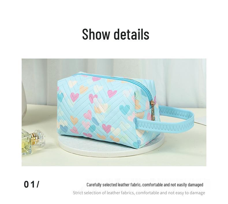 Heart Print Makeup & Toiletry Bag - Portable, Large Capacity, Multiple Colors