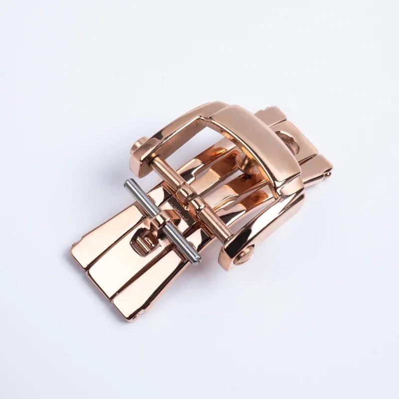 Hochwertige 18mm Präzisions-Edelstahl-Faltschließe für Patek-Armband Philippe Leder-Gummi-Uhrenarmband Nautilus Dornschließe