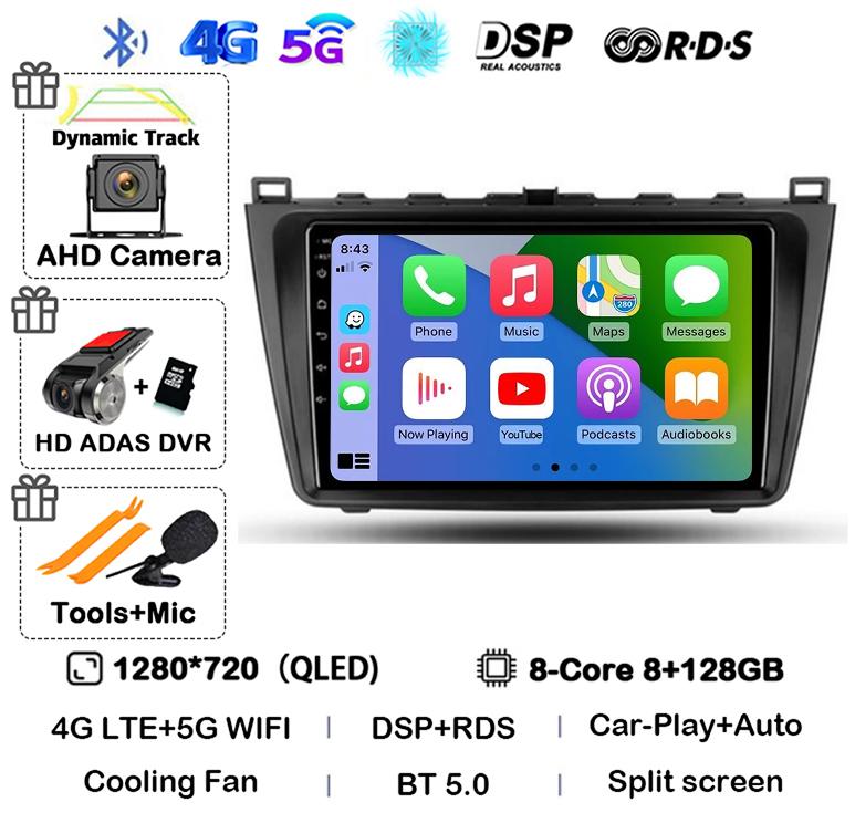 Car Radio Android14 Carplay Auto For Mazda 6 GH 2007 2008 2009 2010 2011 2012 Multimedia GPS Video Player Stereo 2din Head Unit