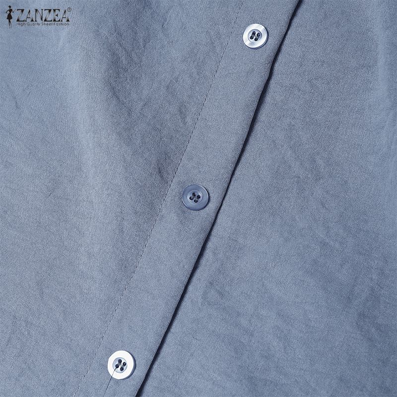 ZANZEA Womens Casual Lace Splice V-Neck Summer Half Sleeve Long Dress