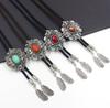 Engraving Stone Bolo Tie Carved Necktie for Shirt Jeans Western Necklace Braided Shoestring Necktie Bolo Tie