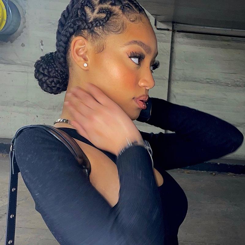 T-shirt à manches longues pour femmes, corset court, sexy, esthétique, club, col rond, fée grunge, noir