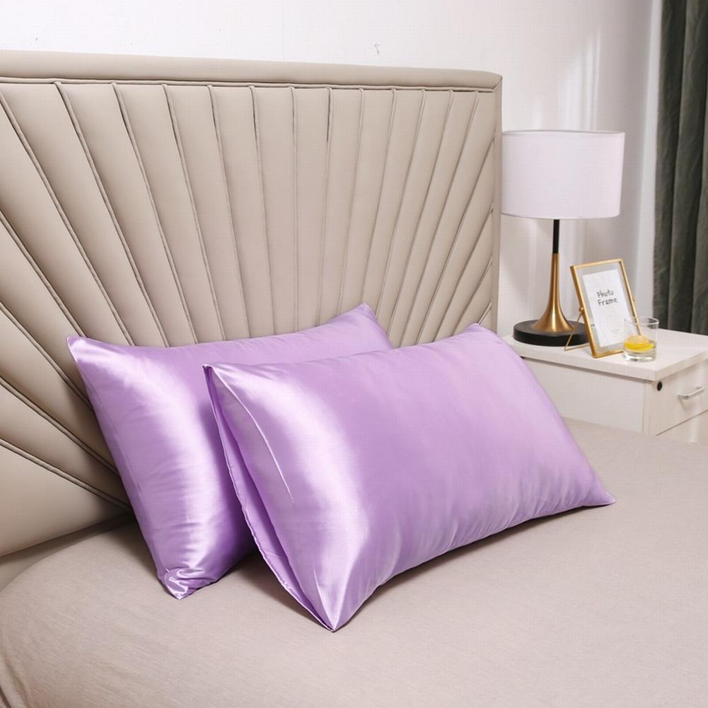 Bedroom Pillow Case Protector Simulated Silk Fabric Pillowcase Modern 48x74cm Luxurious Comfotable Solid Color