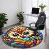 1pc Stained Glass Owl Office Round Area Rug, Under Office Chairs Bedroom Living Room Home Decor, Room Deco