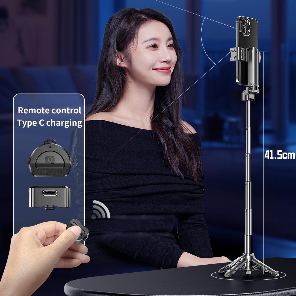Portable Bluetooth Selfie Stick Tripod with Remote, Foldable Phone Holder Stand for iPhone & Smartphones, Mini Keychain 2025