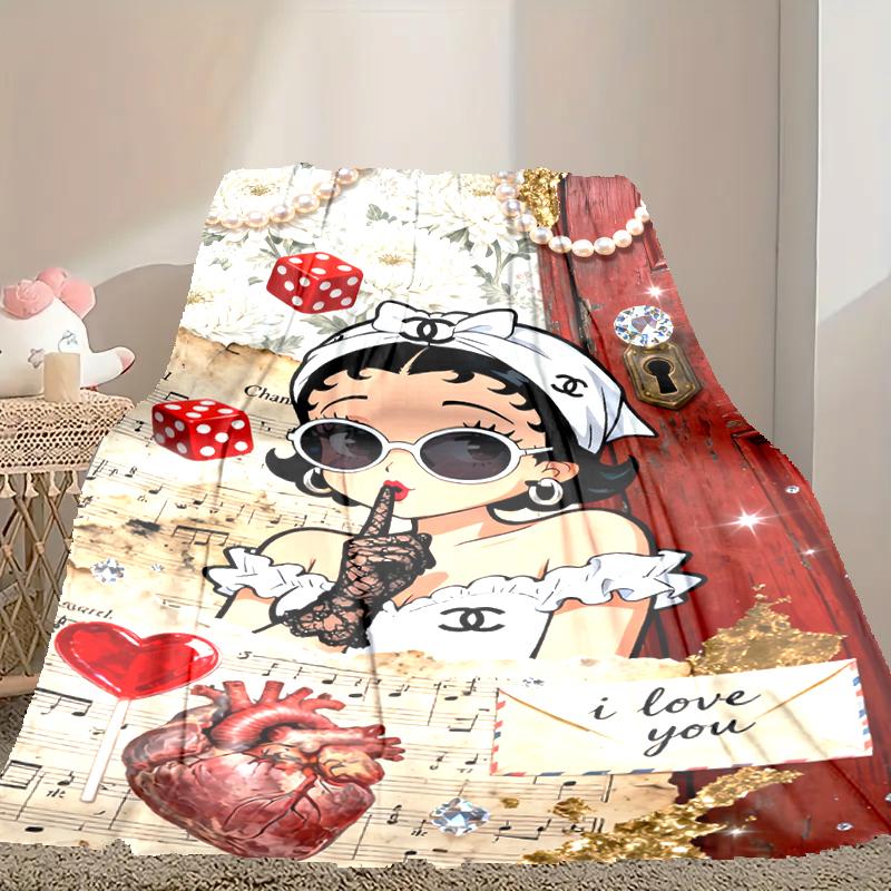 Betty Boop Blanket Lightweight Print Throw Blanket For Couch, Bed, Car, A Heartfelt Gift for Your Family and Friends