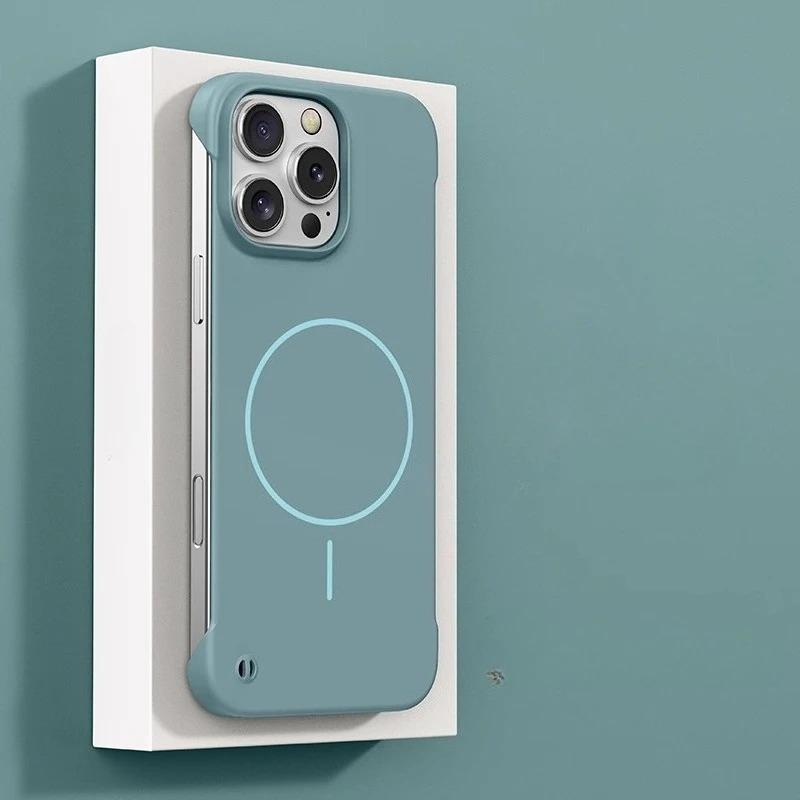 

Чехол для iPhone 16E Magsafe Frameless Shockproof Case для iPhone 16 Pro Max 16Plus 15 14 13 Pro Max Ultra Thin Wireless Charging Hard Cover iPhone 16e синий