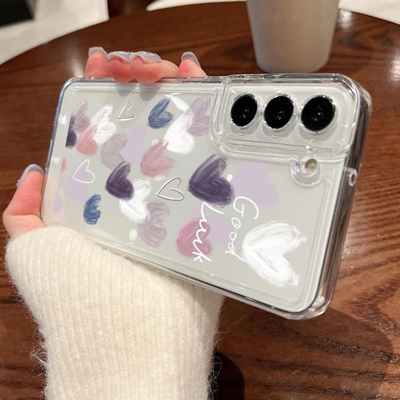 Romantic Love Clear Case For Samsung Galaxy S25 S24 S23 S22 Ultra Plus S24 FE A15 A14 A55 A54 A36 A26 A16 A52 A35 5G Soft Cover