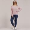 Autumn and Winter Plus Size Women's Solid Colour Simple Woven V-neck Pullover Jumper