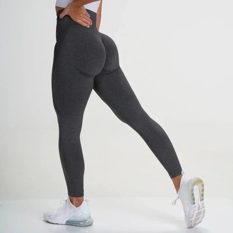 

Бесшовные вязаные спортивные леггинсы для спортзала, женские тонкие брюки с высокой талией для йоги, повседневные женские дышащие леггинсы для бега с эффектом пуш-ап 30168 S чёрный