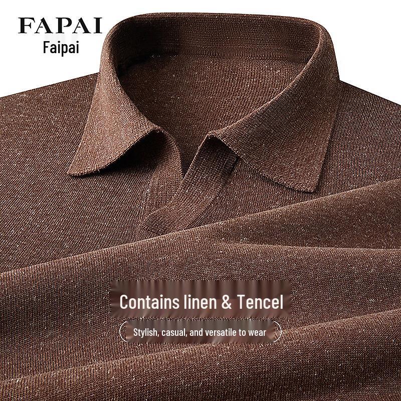 FAPAI Men s Linen Blend Knitted Short Sleeve Polo Shirt XL (52)