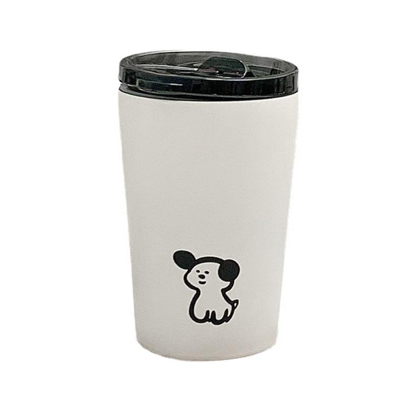 Insulated Cup Vacuum with Lid Frosted Stainless Steel Small Accompanying Thermal for Coffee Water Cute Puppy Pattern
