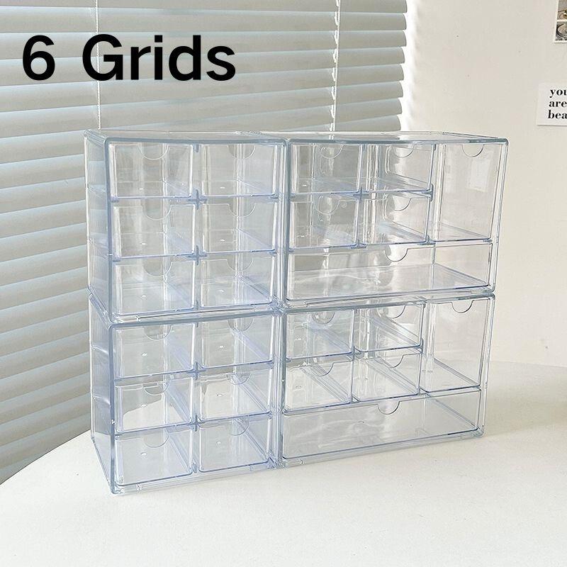 Plastic Storage Box Bathroom Organizer Stackable Dustproof Storage Box With Pull-out Drawers 1 Tiers 6 Compartments For Jewelry