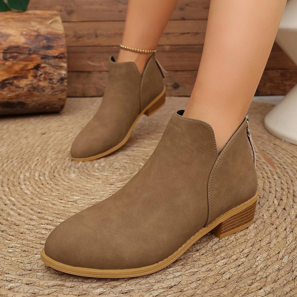 European and American large size suede thin leather boots women's Chelsea boots thick heel Martin boots British short boots and bare boots