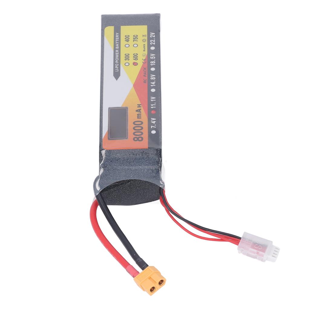 8000mAh Lipo Battery 60C Discharge Rate 11.1V 3S XT60 Plug RC Battery Power for RC Helicopter Car