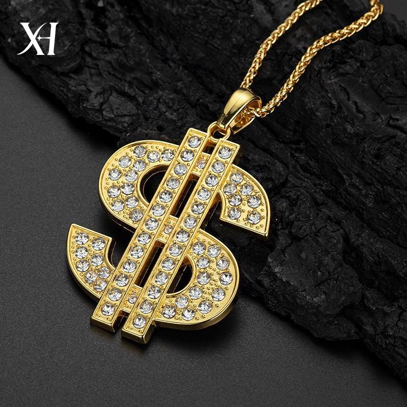 

Европейский и Американский Трендсеттер Хип-Хоп Знак Доллара Открытое Кольцо Ожерелье Adjustable Open Size