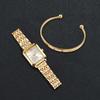 Women's Quartz Wristwatches Rectangle Ladies Fashion Golden Clock Top Luxury Gifts Bracelet Watches for Wife, Family, Friend