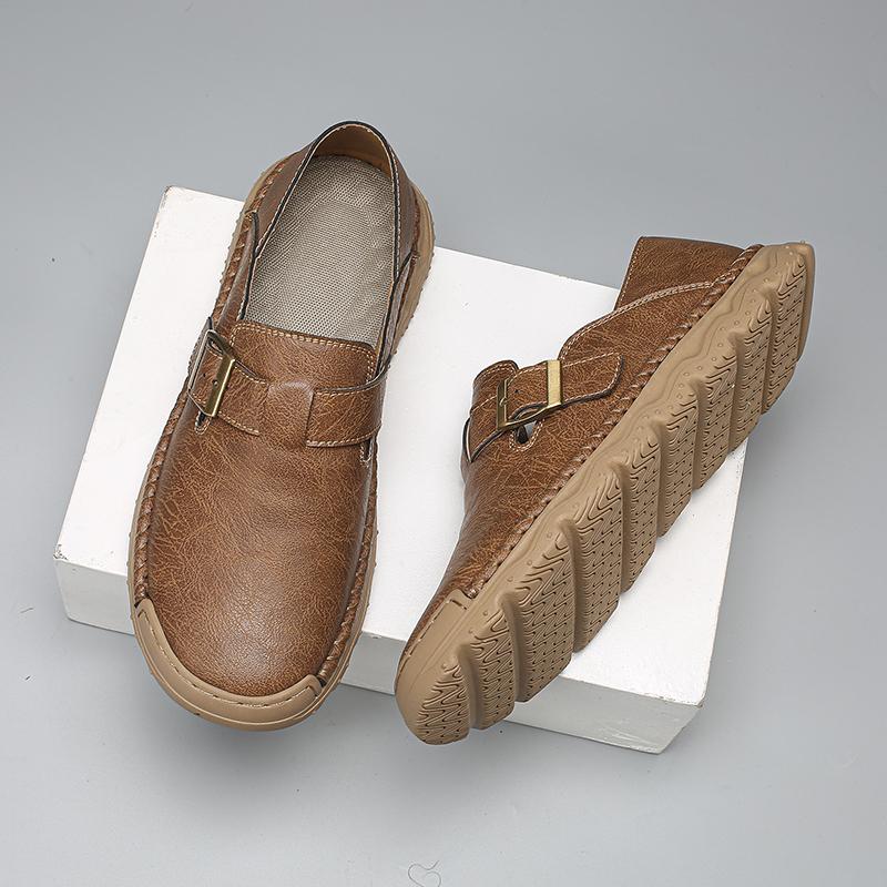 Fashion Leisure Walk Mens Loafers Fashion Slip on Flats Handmade Leather Casual Shoes Simple Moccasin Comfy Driving Footwear Boat Shoes