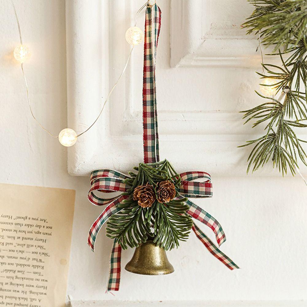 Bronze Pinecone Bell Pendant Retro Christmas Tree Hanging Bells Garden Decor