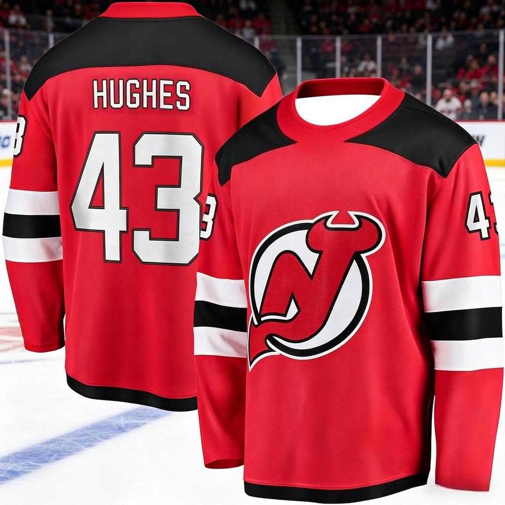 2026 New Jersey Uomo Nuovo Tuta da Allenamento per l'Hockey su Ghiaccio Stampa 3D Squadra Diavoli Sportiva Maglia a Maniche Lunghe Asciugatura Rapida Famiglia