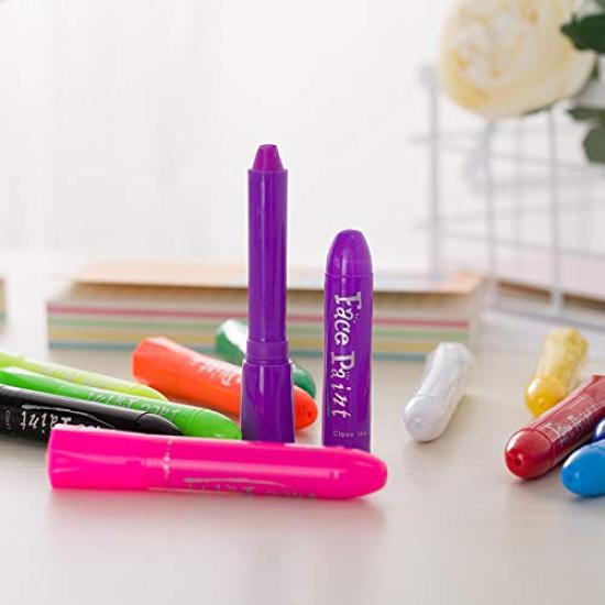 Sucodver Gesichts- und Körpermalstifte, 12 Farben, Wasserbasiert, Wachsmalstift-basiert, Schwangerschaftsmalerei, Leicht abwaschbar, Perfekt für Halloween, Weihnachten,