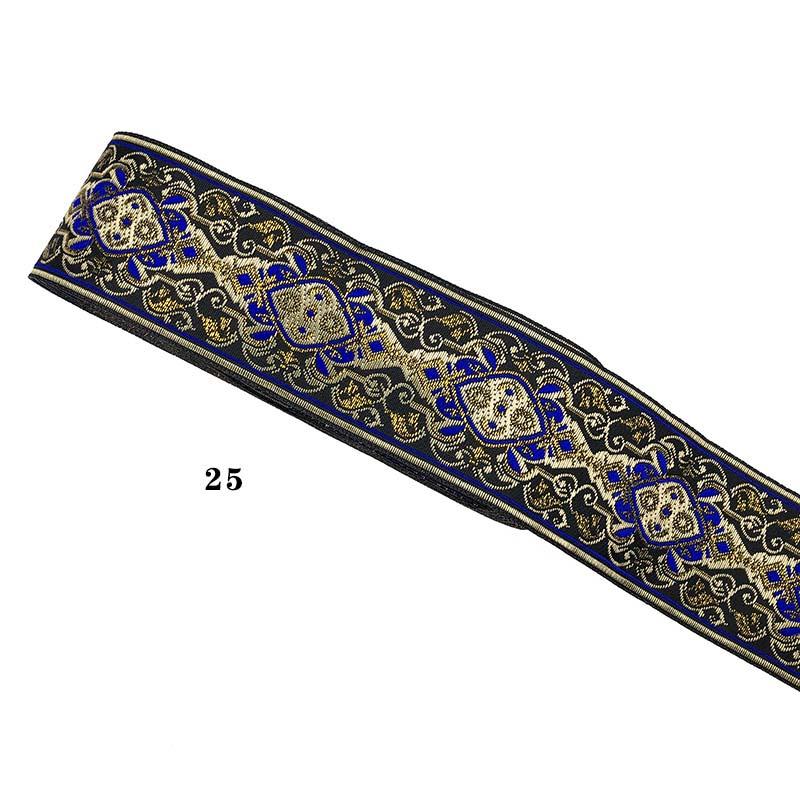 Cinta de Pasamanería Bordada Jacquard de Encaje Étnico para Adorno de Borde de Cuello de Vestimenta de Ropa Nacional Tradicional de Bricolaje de 5 cm