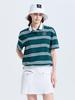 CHALLENGER Women'S Striped Pq Collared Short Sleeve T-Shirt Dark Green
