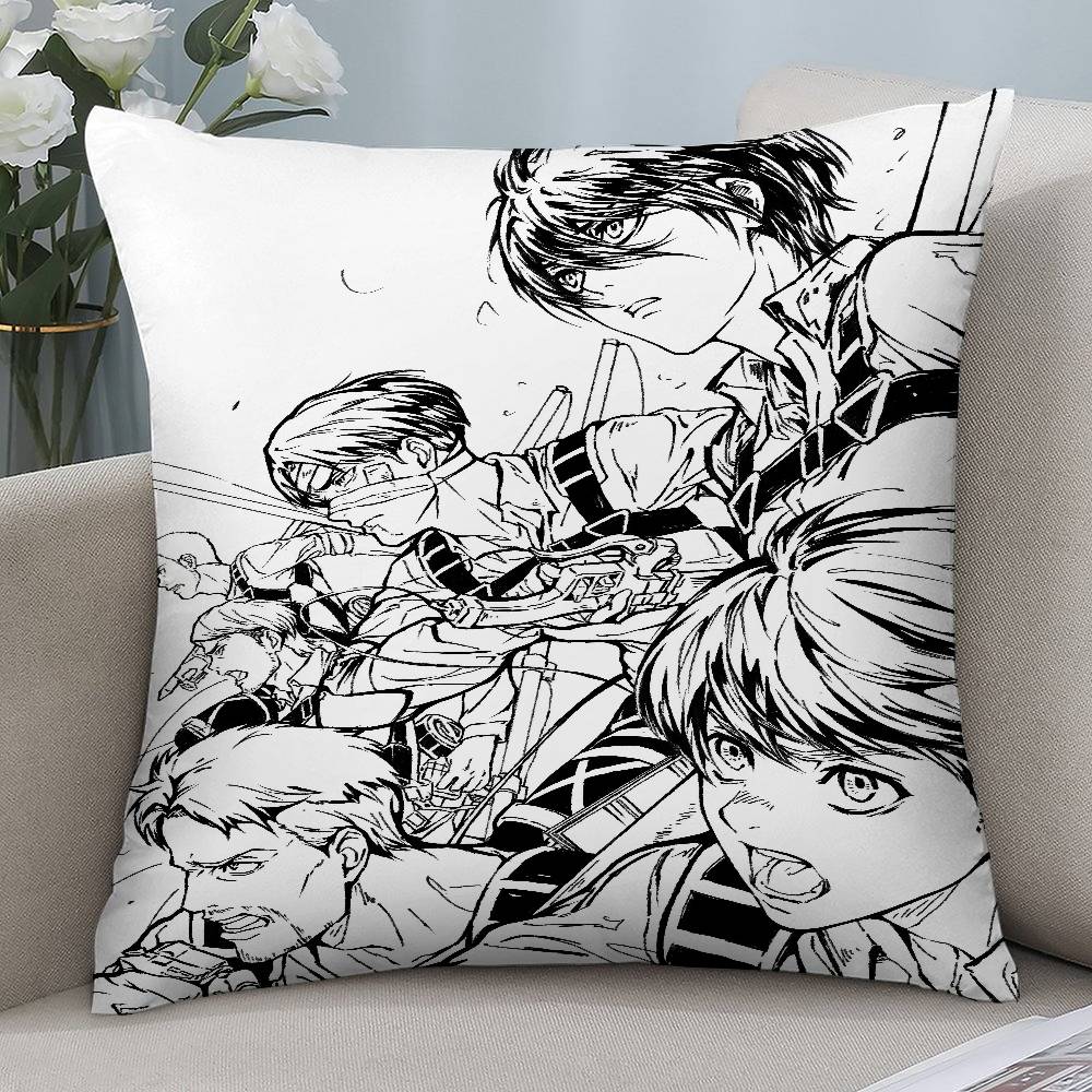 Anime A-Attacks On T-Titans Pillow Case Short Plush Double-sided Print Square Throw Pillow Covers Sofa Home Cushion Decor